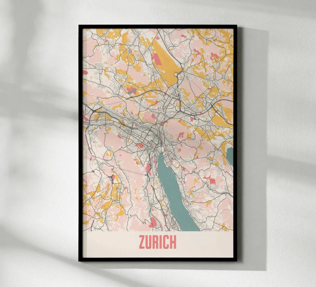Stampa d'arte colorata di Zurigo poster con telaio in alluminio da MOOODZART