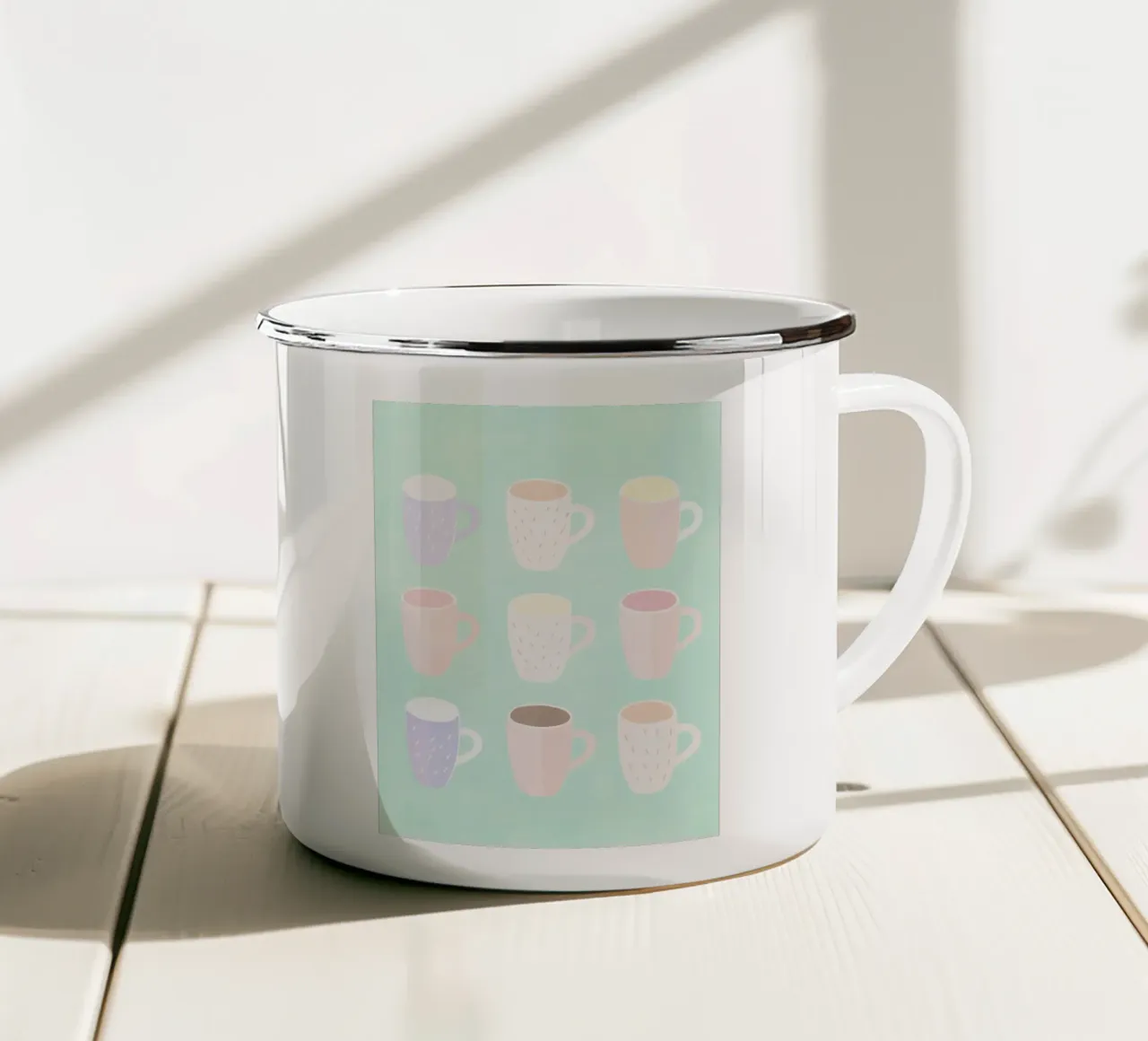 Amore al caffè in versione pastello tazza in smalto da Carinaprint