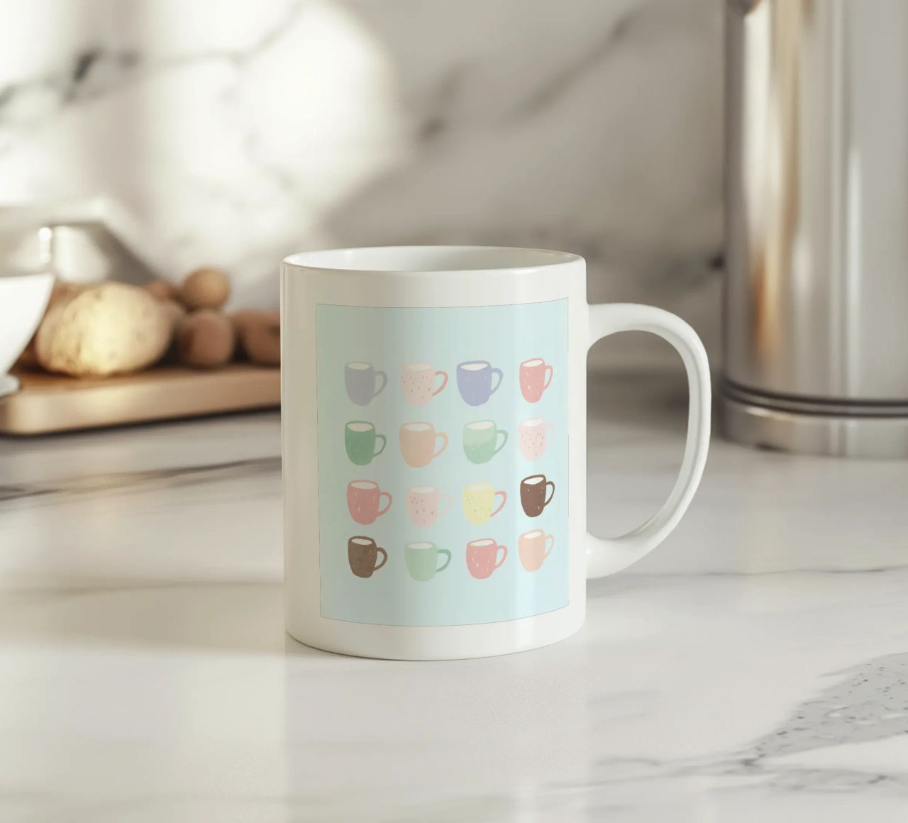 Pastel coffee cups ceramic mug by Carinaprint