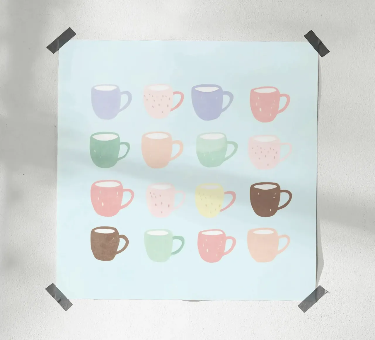 Tazze da caffè pastello poster con telaio in alluminio da Carinaprint