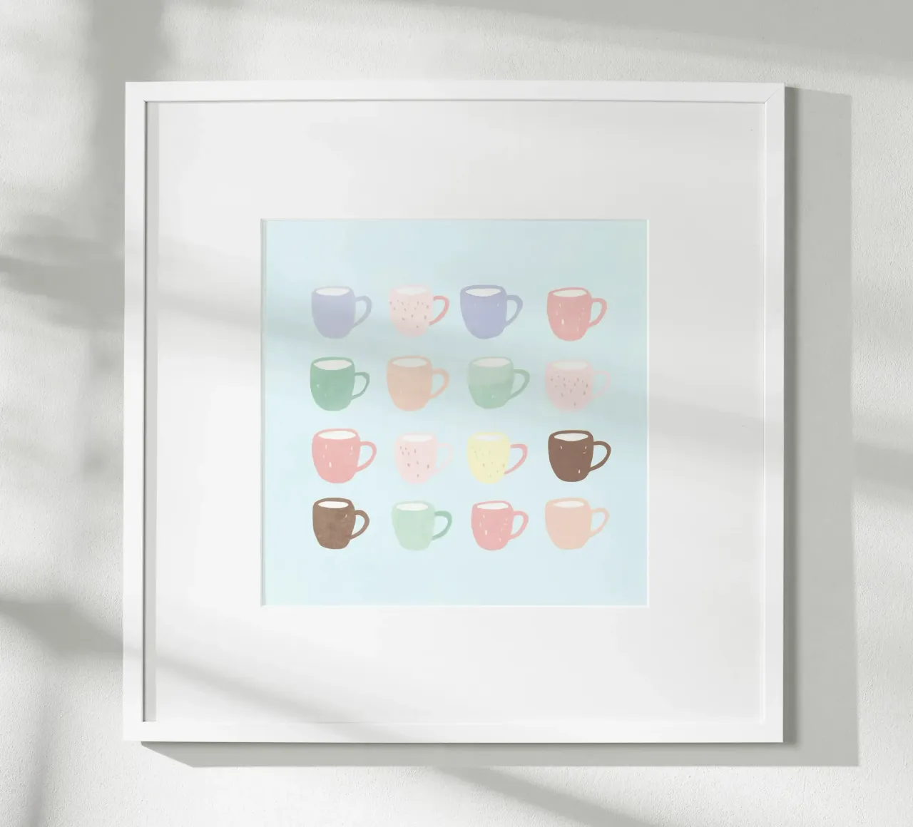 Tazze da caffè pastello poster con telaio in alluminio da Carinaprint