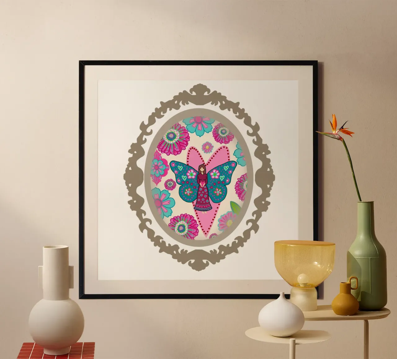 Herzmädchen mit Schnörkel poster da Miris bunte Modewelt