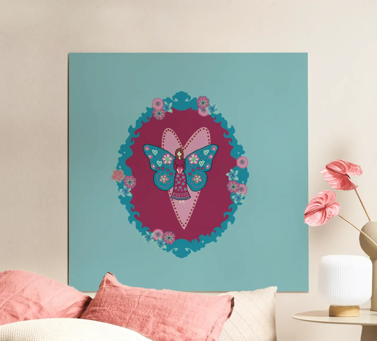Blooming Imagination Schnörkel poster con telaio in plastica da Miris bunte Modewelt