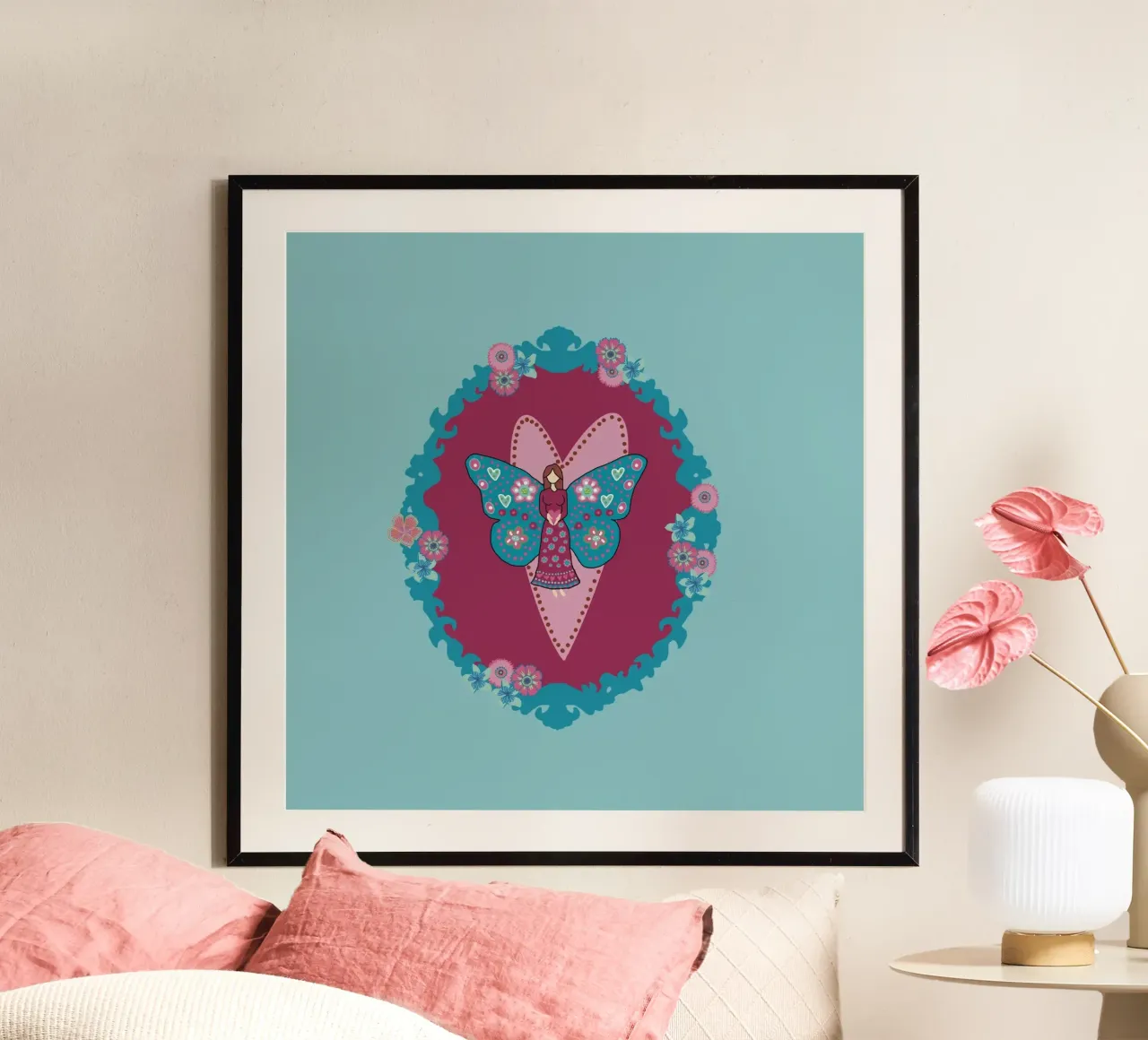 Blooming Imagination Schnörkel poster con telaio in plastica da Miris bunte Modewelt