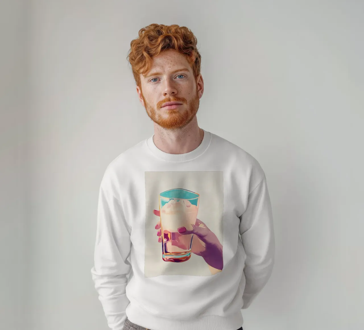 Feminine hand with glass sweatshirt by Carinaprint