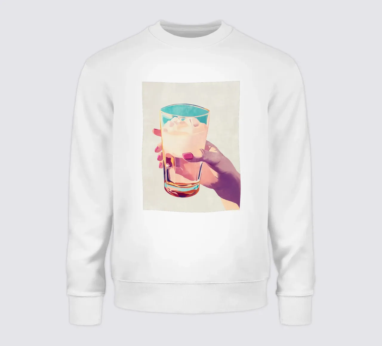 Feminine hand with glass sweatshirt by Carinaprint
