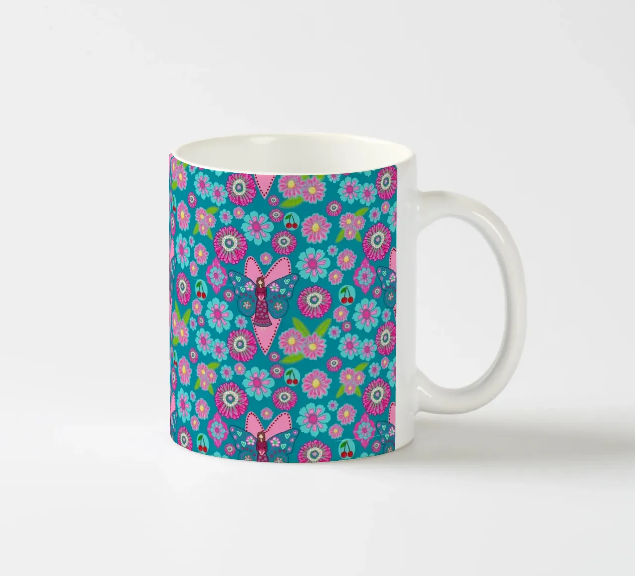 Blooming Imagination Pattern Keramik Tasse von Miris bunte Modewelt