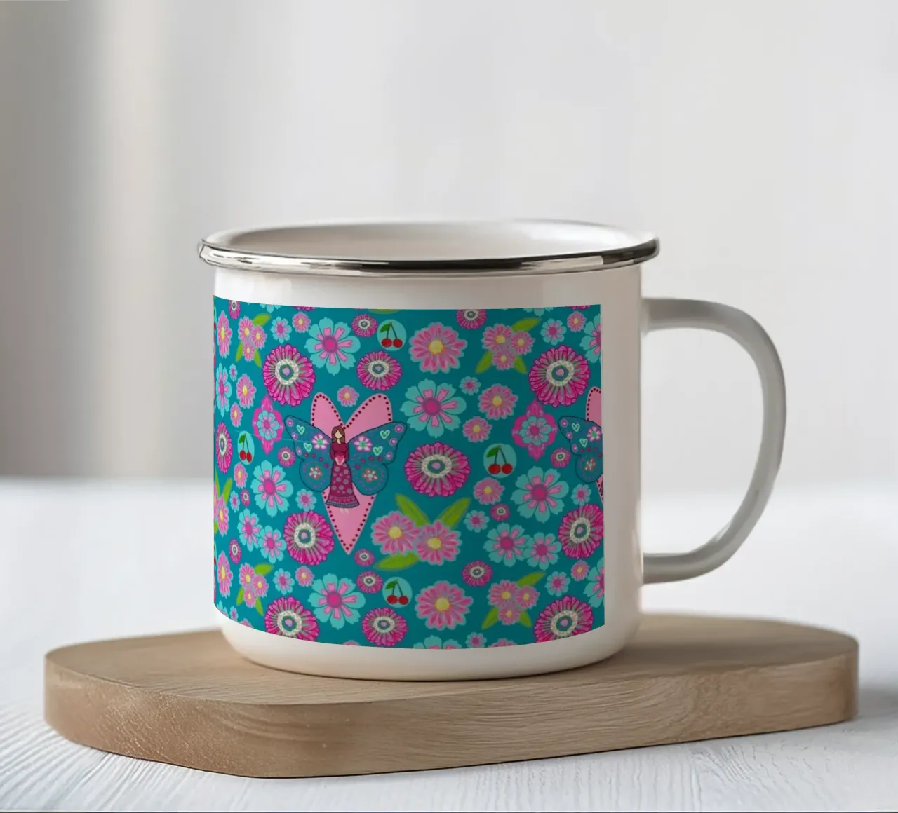 Blooming Imagination Pattern Emaille Tasse von Miris bunte Modewelt