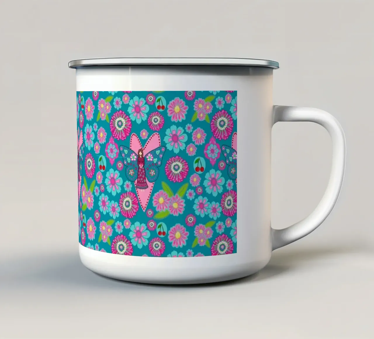 Blooming Imagination Pattern Emaille Tasse von Miris bunte Modewelt