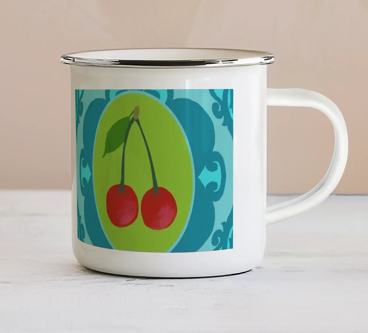 Kirschretro Wallpaper tazza in smalto da Miris bunte Modewelt