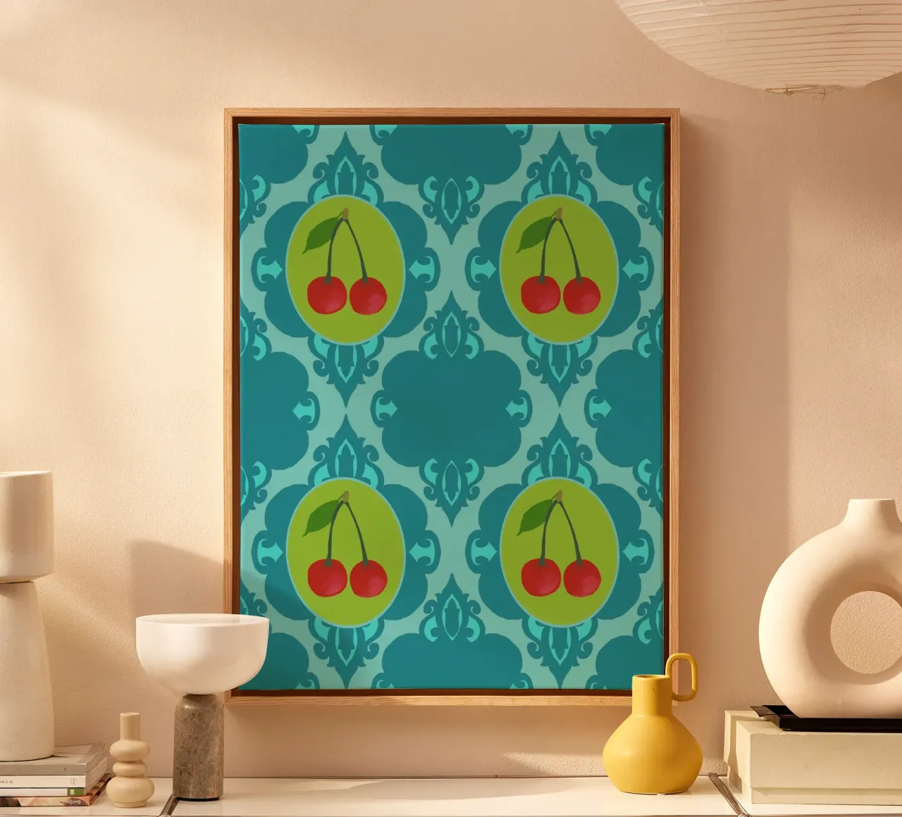 Kirschretro Wallpaper tela con Cornice a cassetta da Miris bunte Modewelt