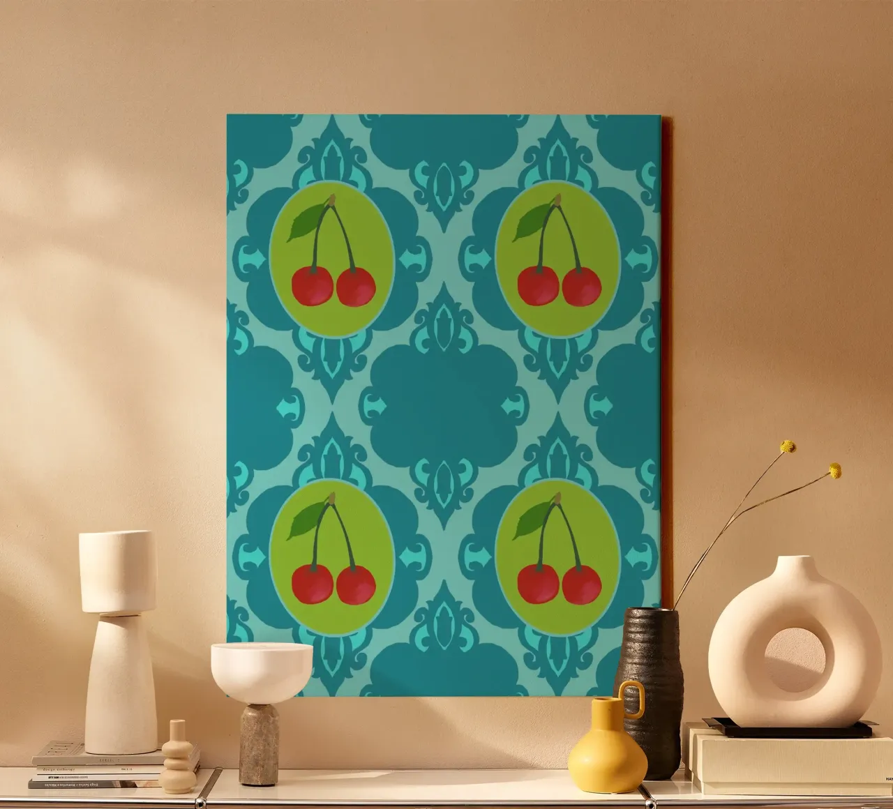 Kirschretro Wallpaper tela con Cornice a cassetta da Miris bunte Modewelt