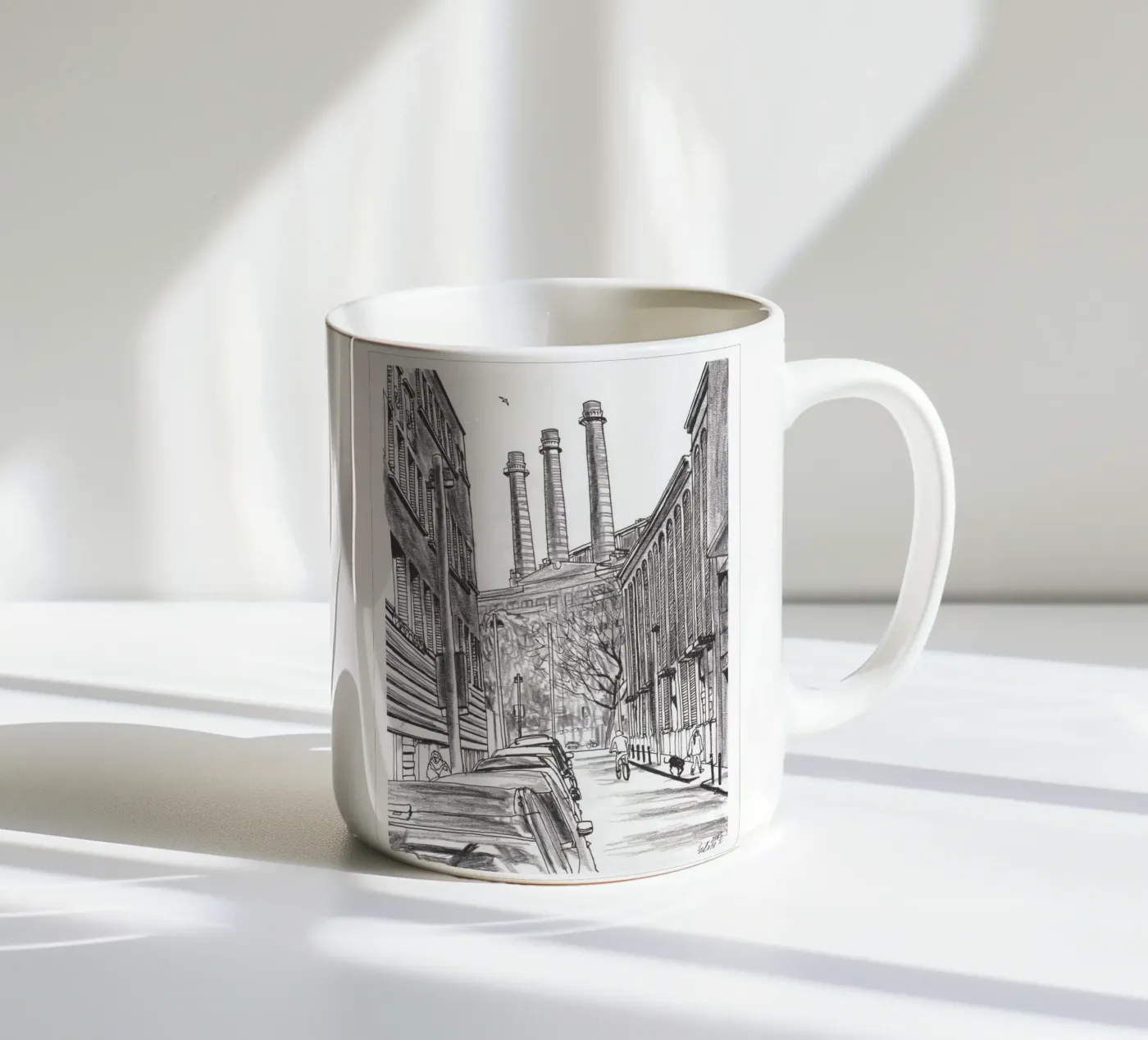 Three Chimneys ceramic mug by Asobōze