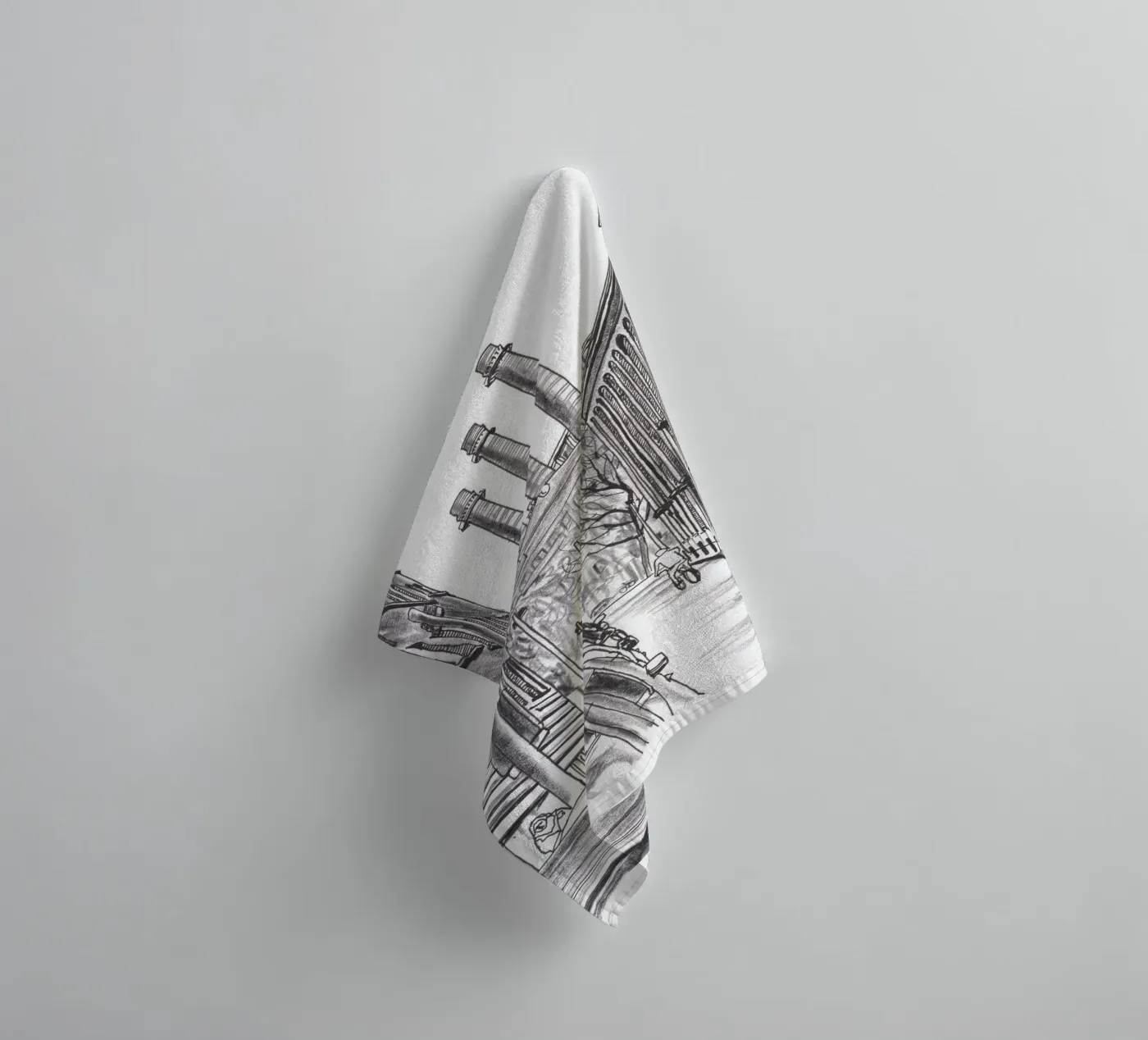 Three Chimneys towel by Asobōze