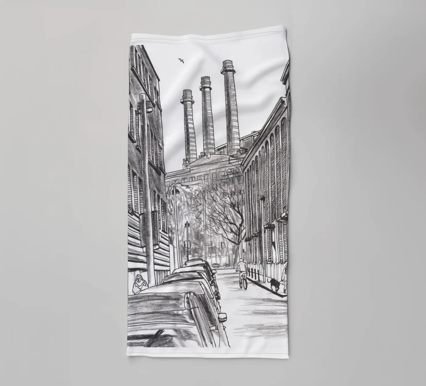 Three Chimneys towel by Asobōze