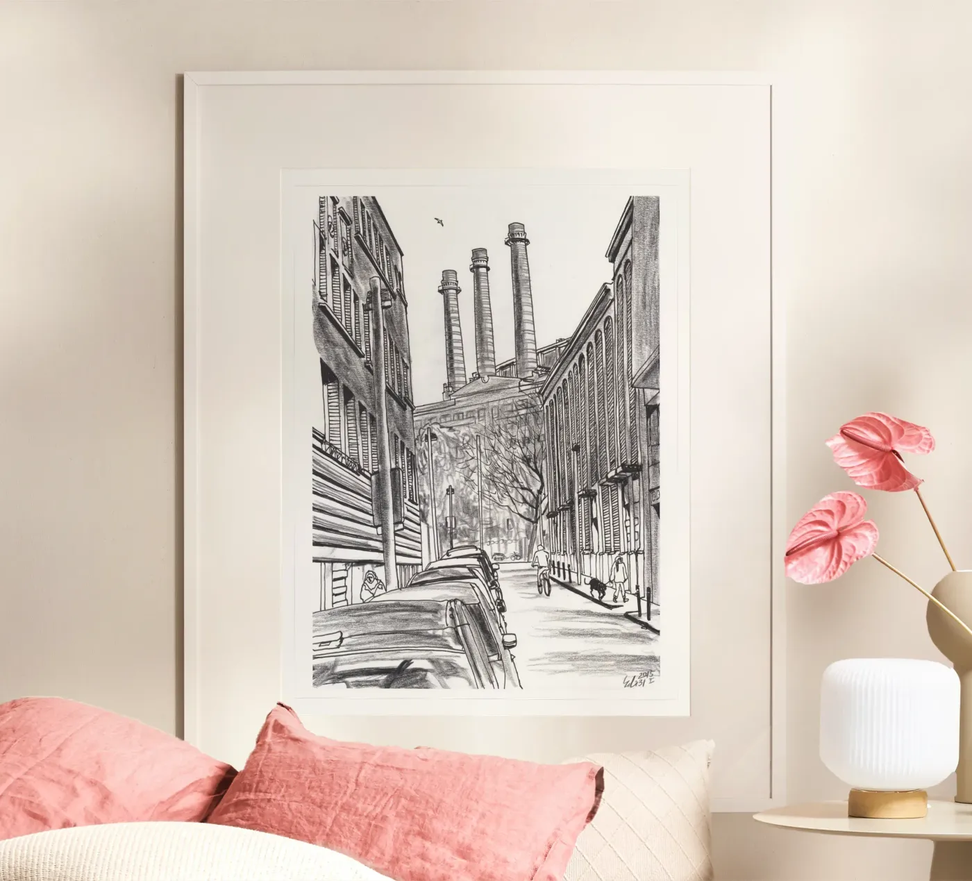 Drie schoorstenen poster van Asobōze