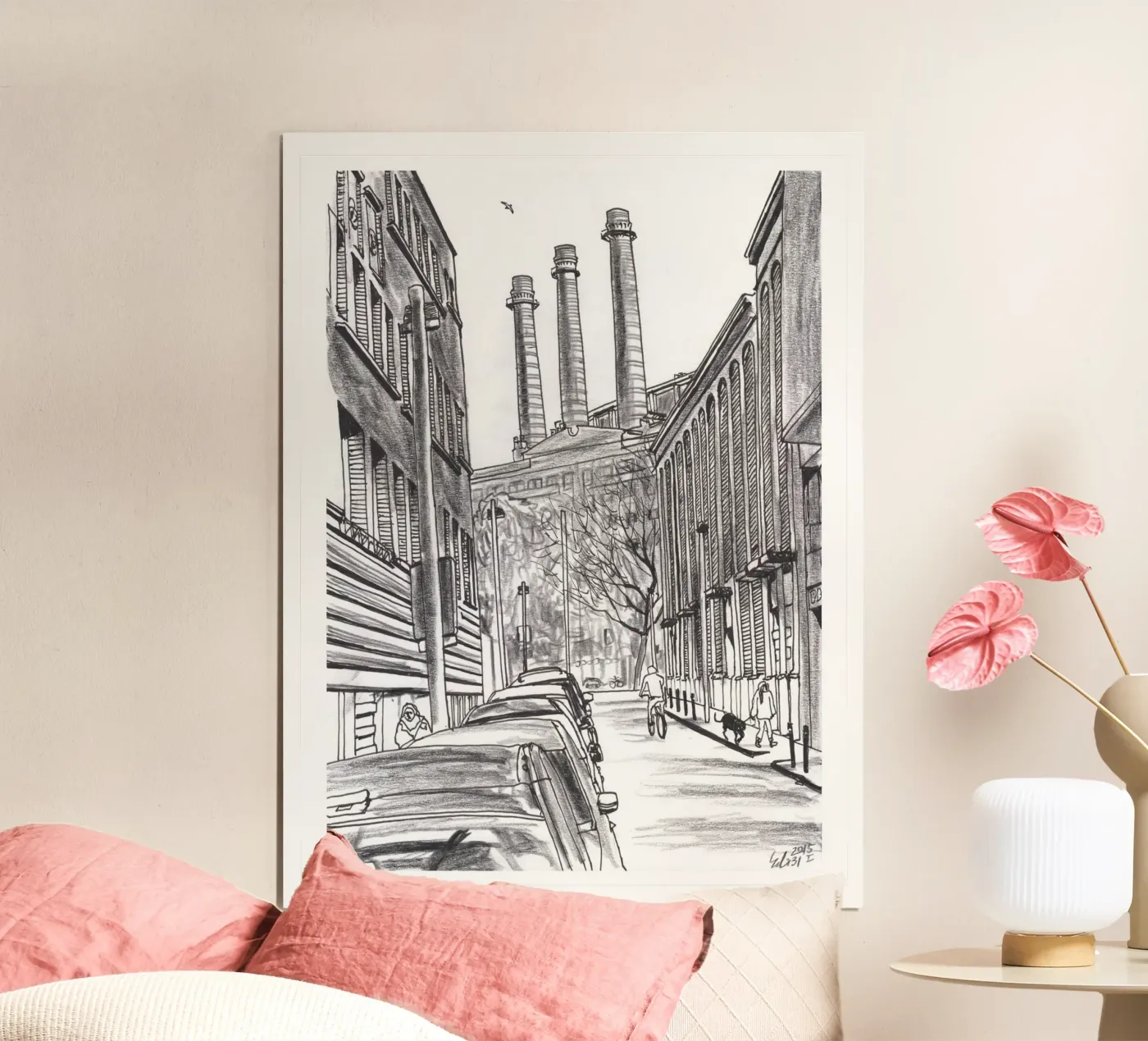 Drie schoorstenen poster van Asobōze