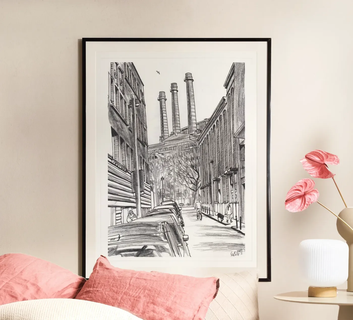 Drie schoorstenen poster van Asobōze