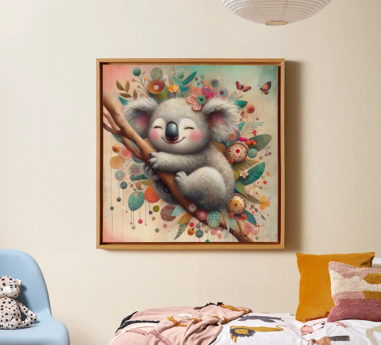 Koala felice in acquerello tela con Cornice a cassetta da 🎁 ARTVI-SHOP
