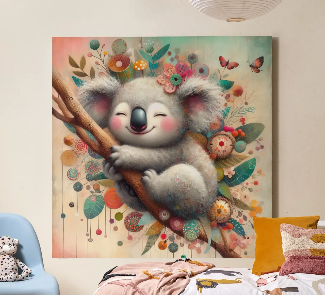 Koala felice in acquerello tela con Cornice a cassetta da 🎁 ARTVI-SHOP
