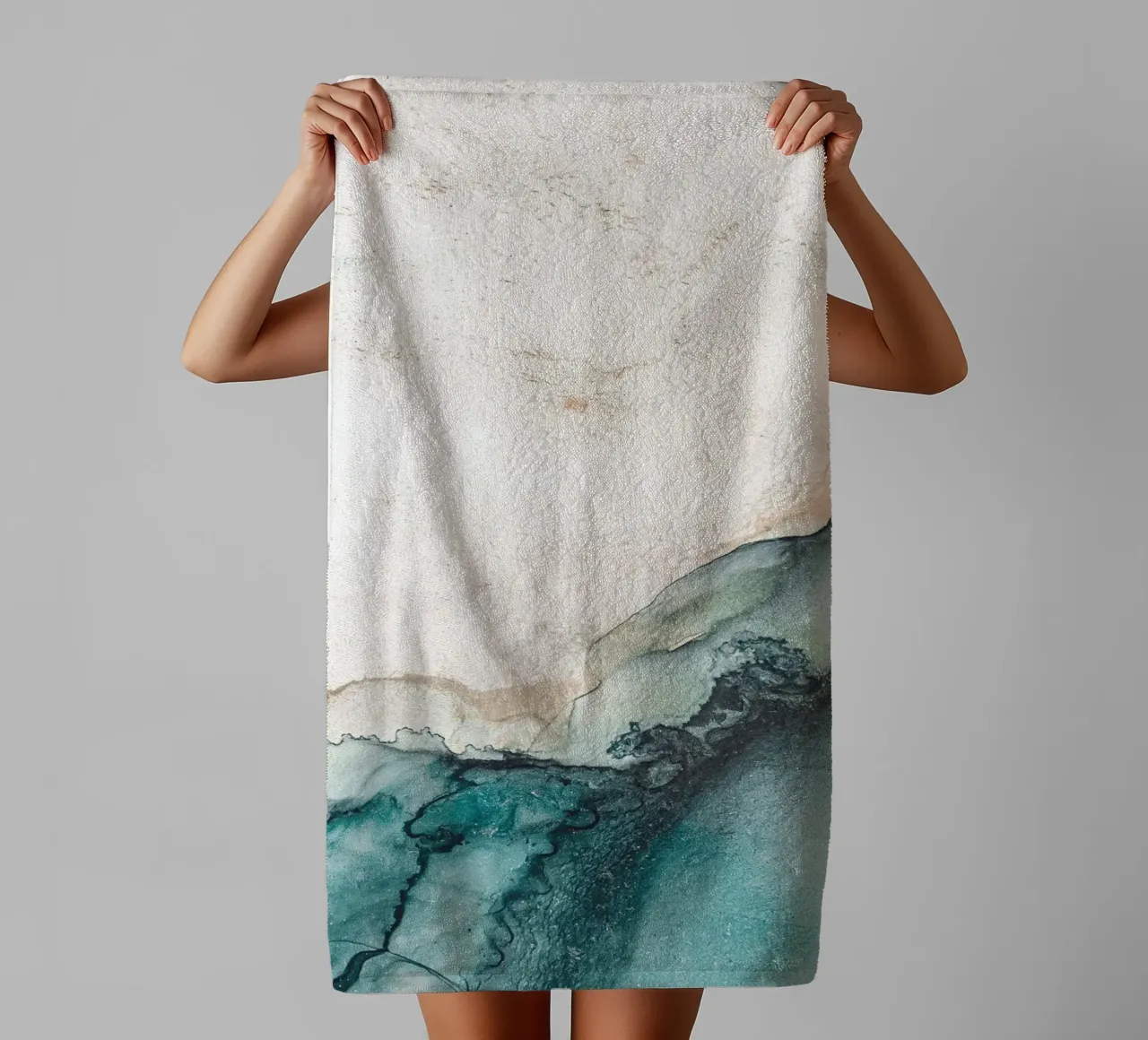 Watercolour waves - Elegant splendour of colour for a modern home towel by Whole©