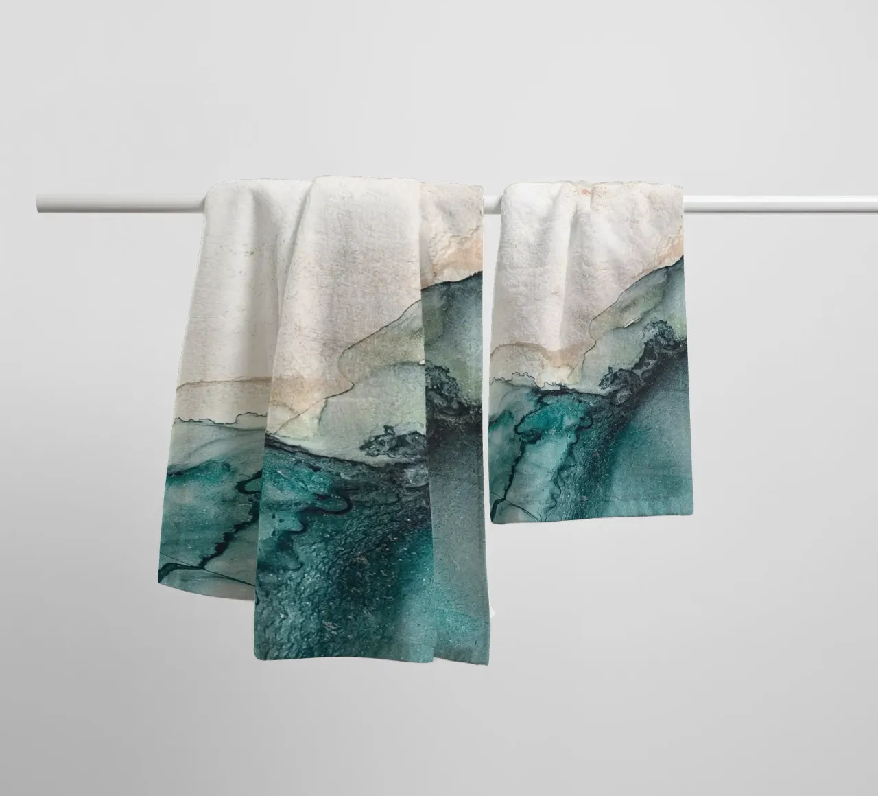 Watercolour waves - Elegant splendour of colour for a modern home towel by Whole©