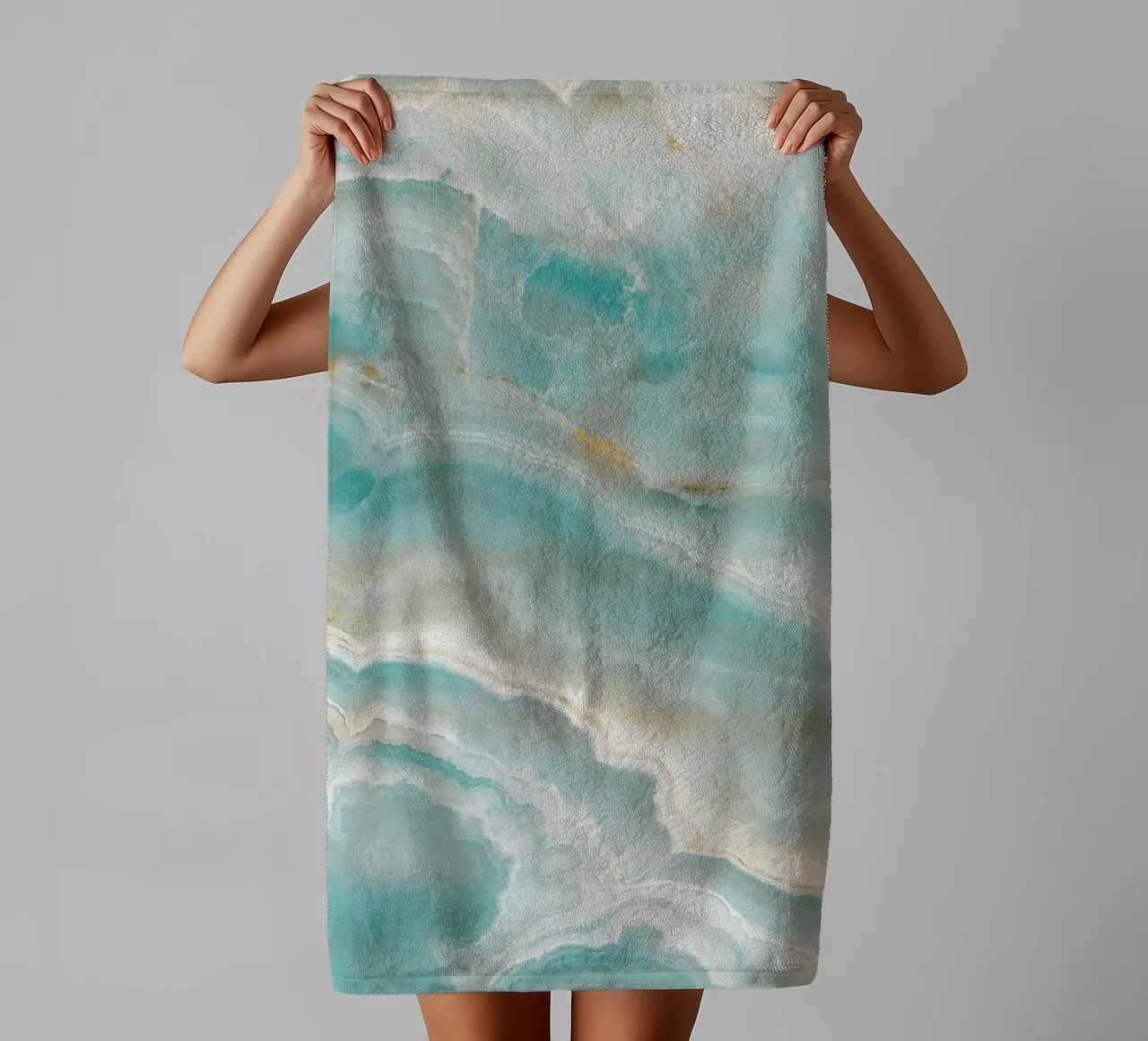 Aquamarine marble design - elegance in soft colours towel by Whole©