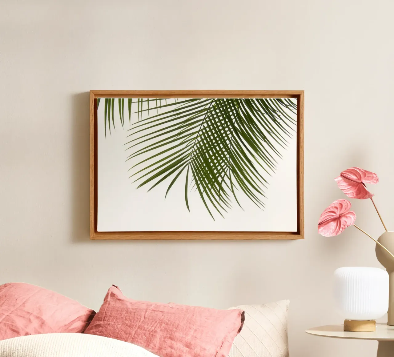 Palmbladeren II canvas met Baklijst van amini54