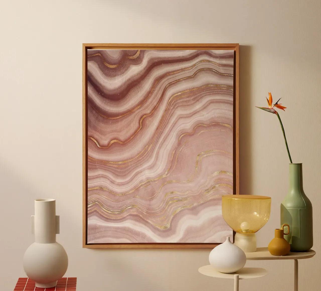 Goudkleurige marmeren lagen - Elegant natuurlijk ontwerp canvas van Whole©