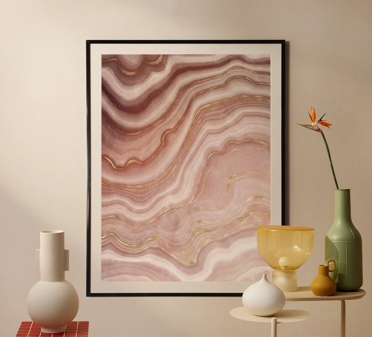 Goudkleurige marmeren lagen - Elegant natuurlijk ontwerp poster van Whole©