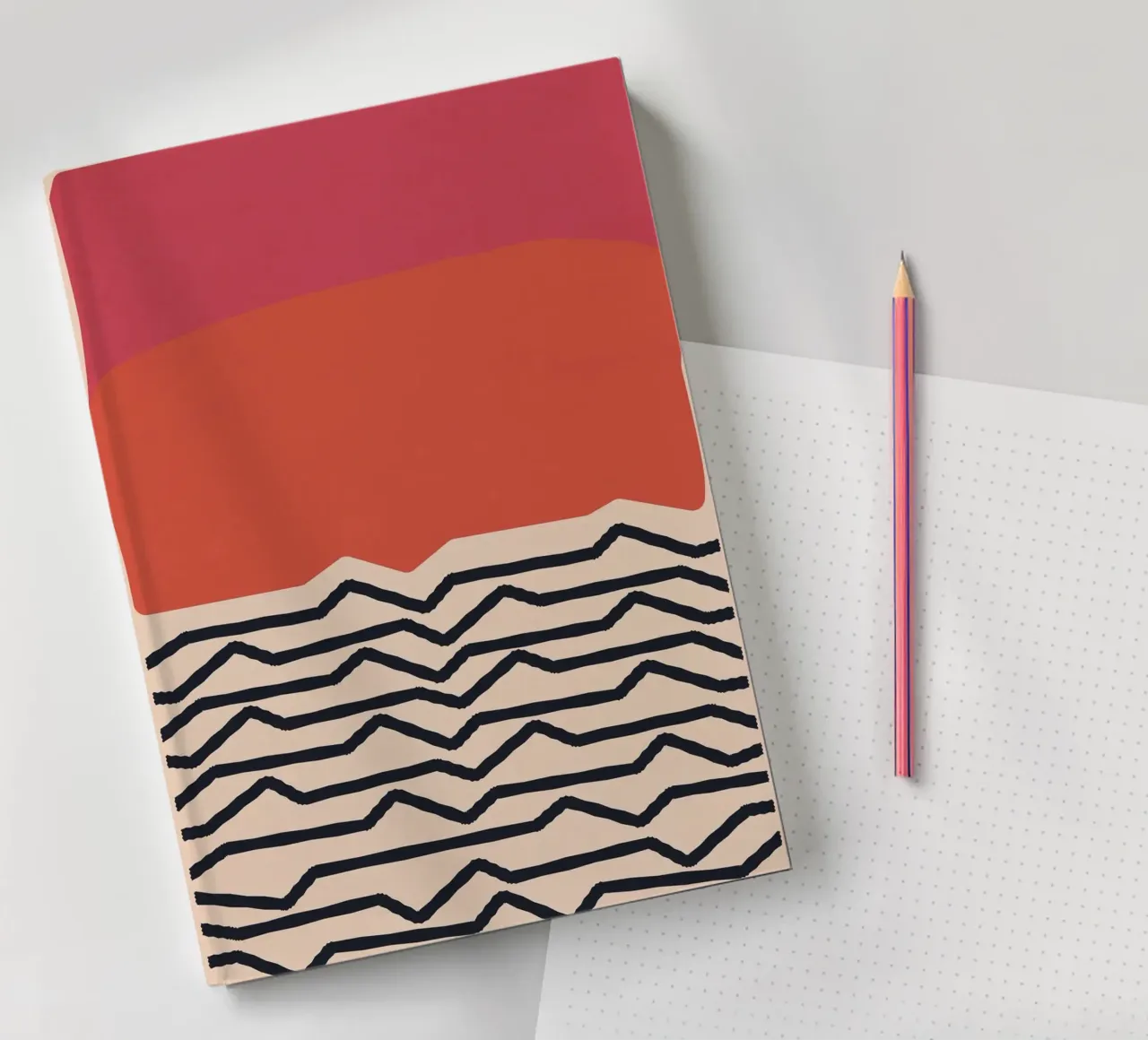 Modern Minimal Art Design - Red & Orange Geometry notebook by Whole©