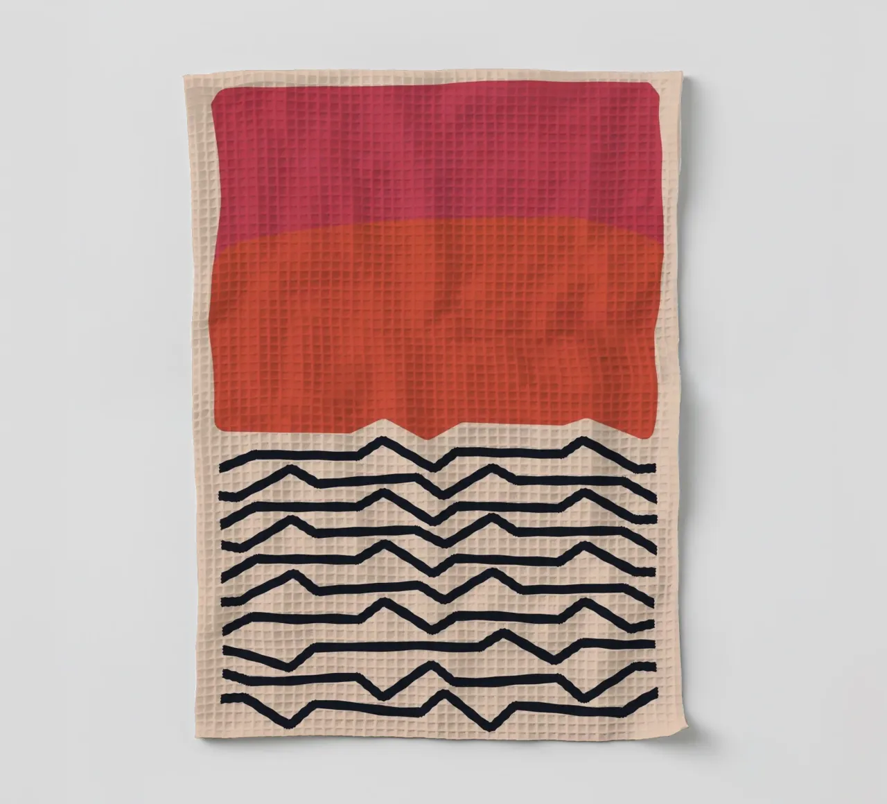 Modern Minimal Art Design - Red & Orange Geometry tea towel by Whole©