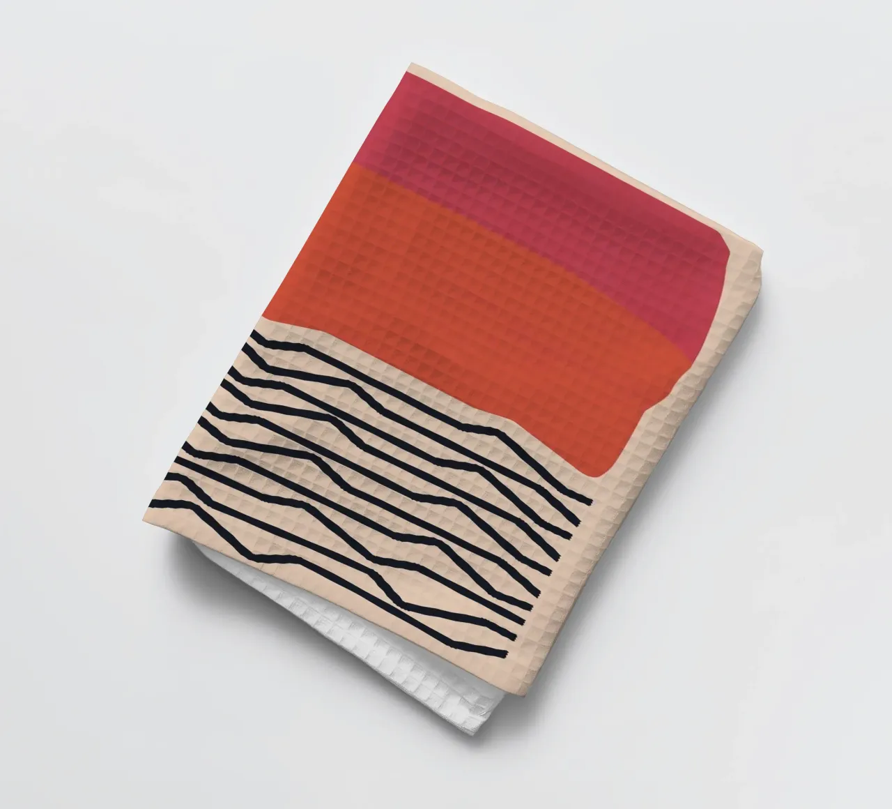 Modern Minimal Art Design - Red & Orange Geometry tea towel by Whole©