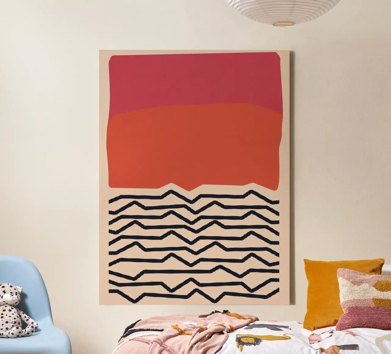 Modern Minimal Art Design - Red & Orange Geometry canvas by Whole©