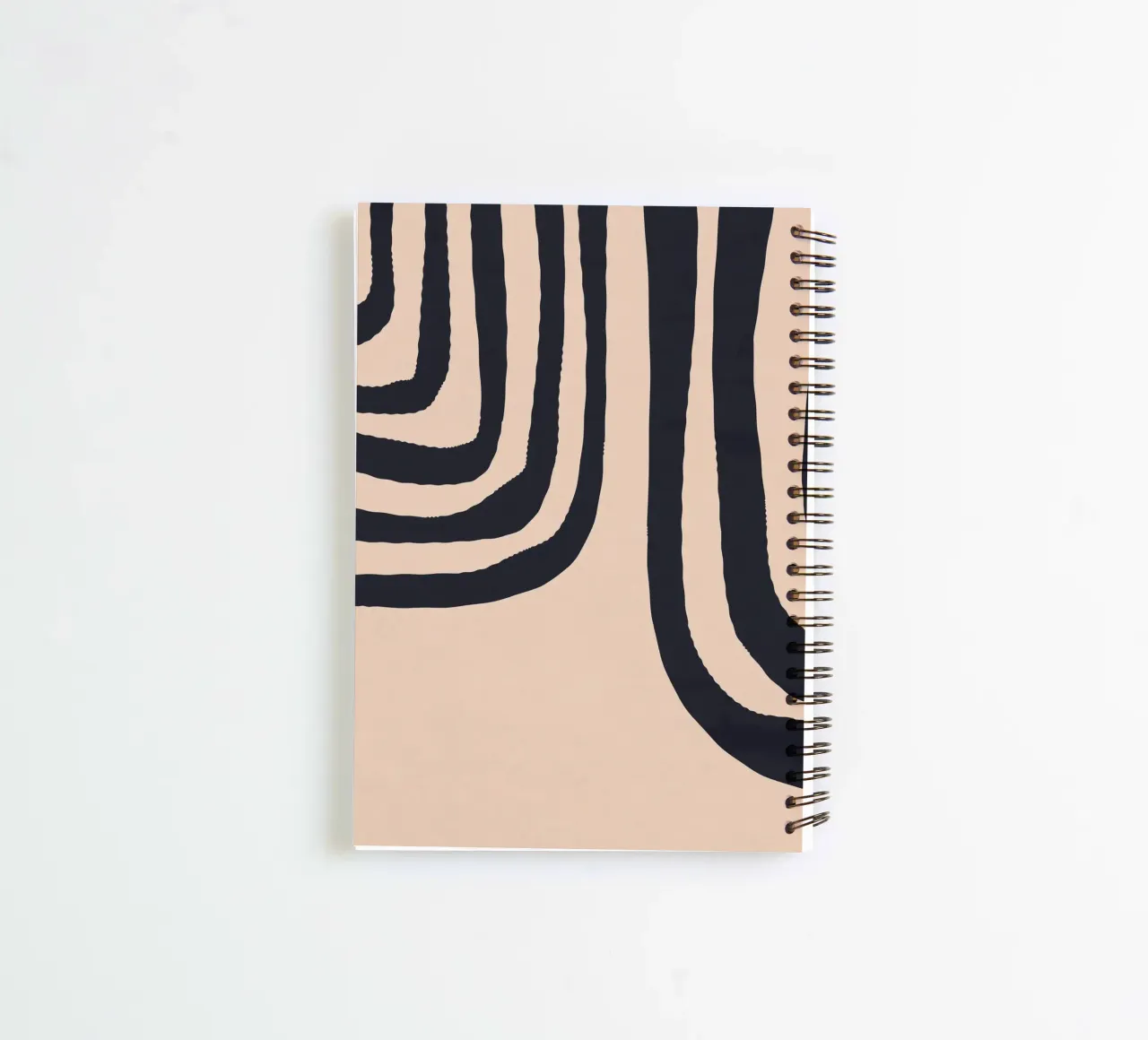 Minimalist line pattern black and beige design art spiral notebook by Whole©