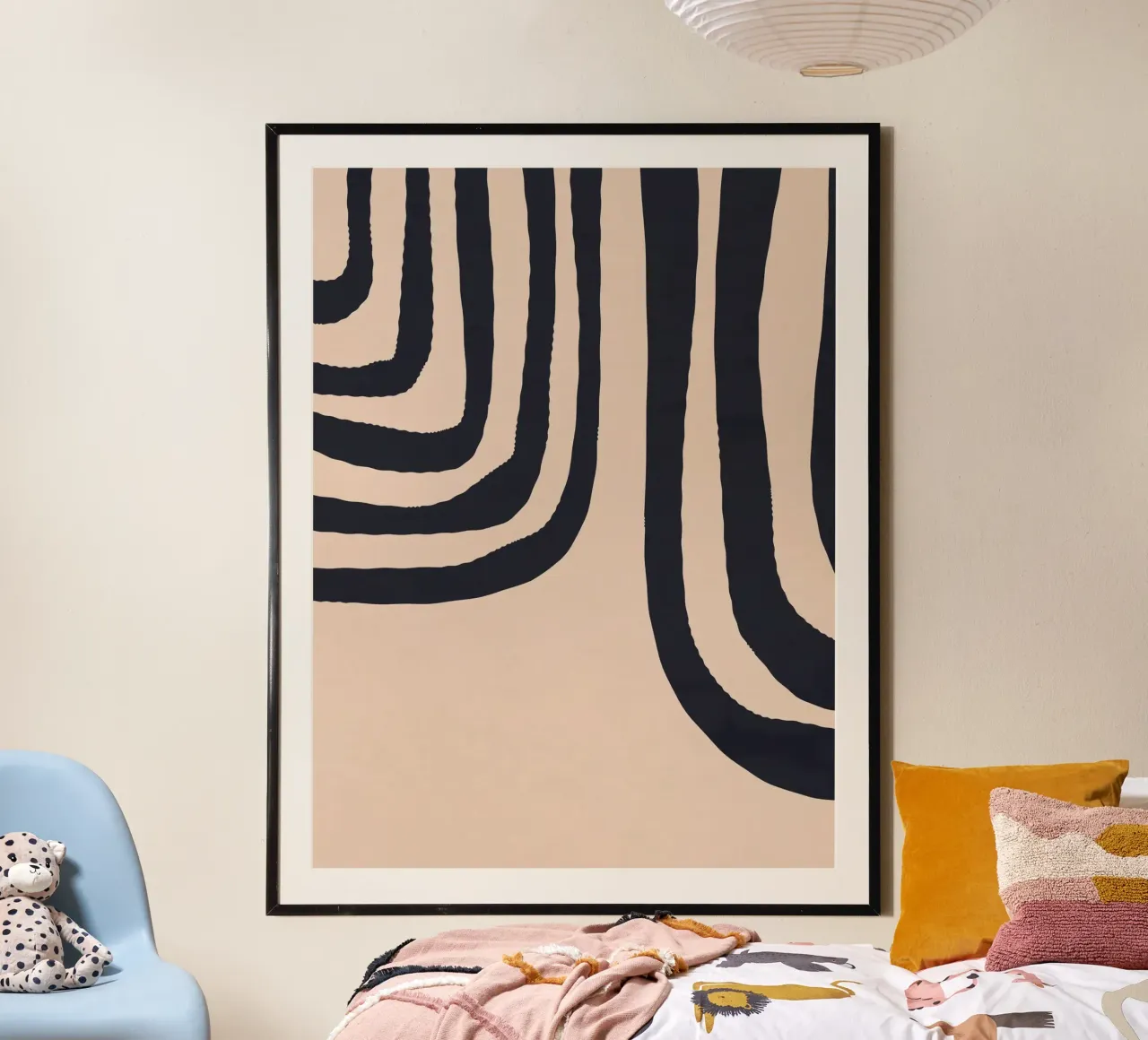 Minimalist line pattern black and beige design art hahnemühle by Whole©
