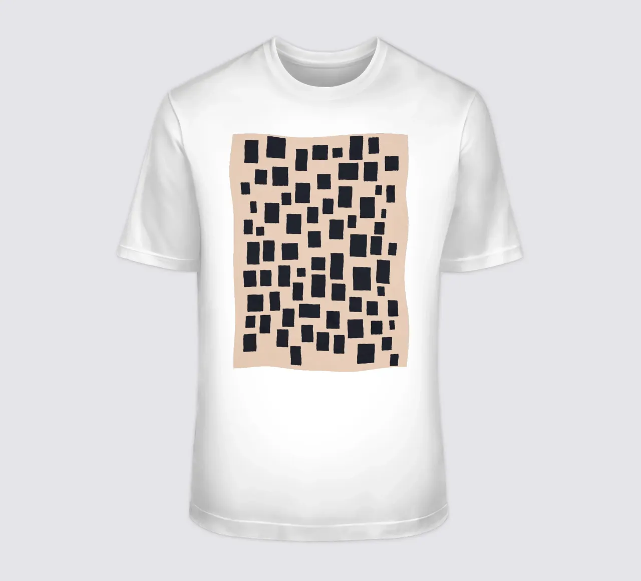 Abstract black and beige square pattern design art t-shirt by Whole©