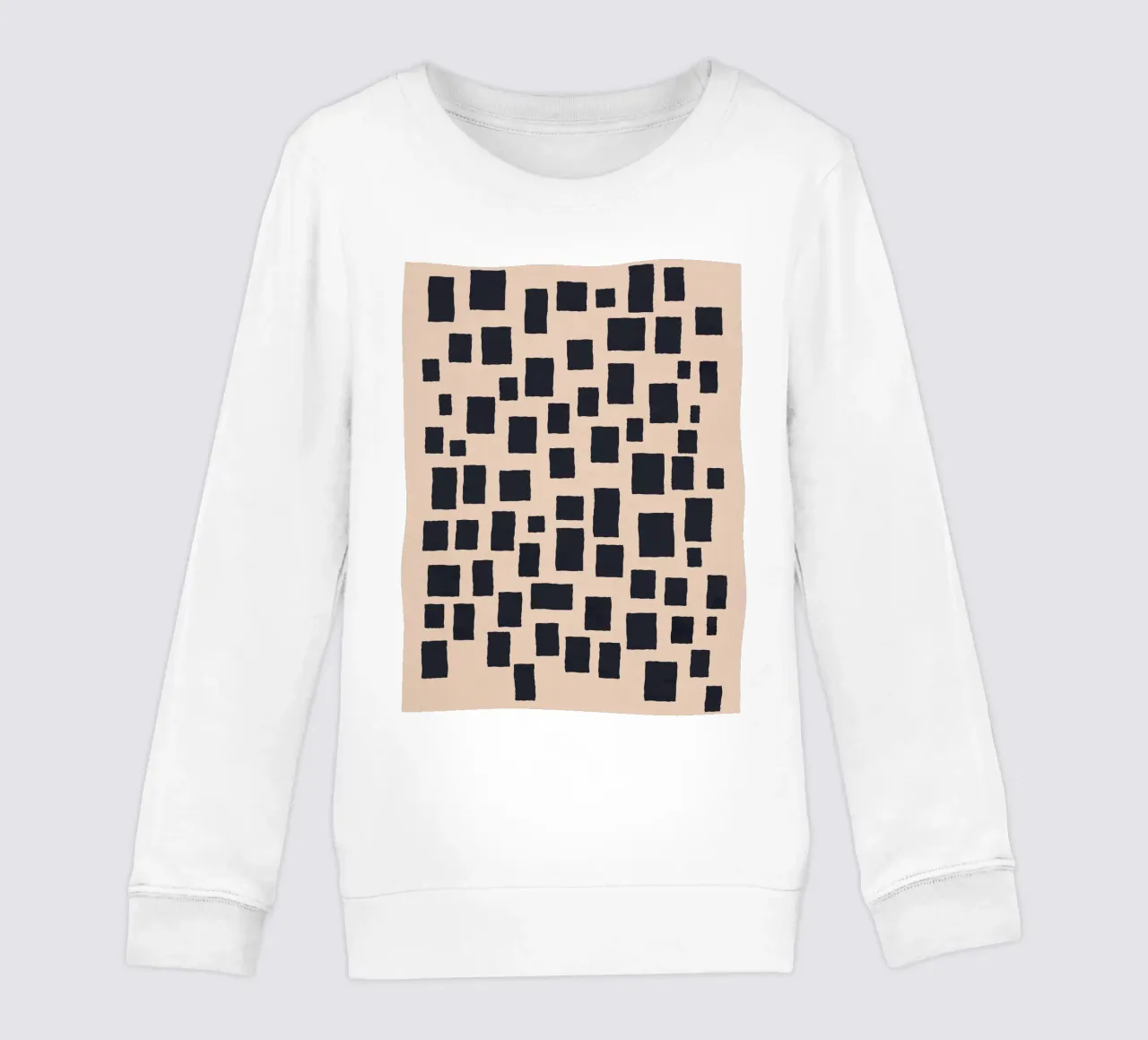 Abstract black and beige square pattern design art kids sweatshirt by Whole©
