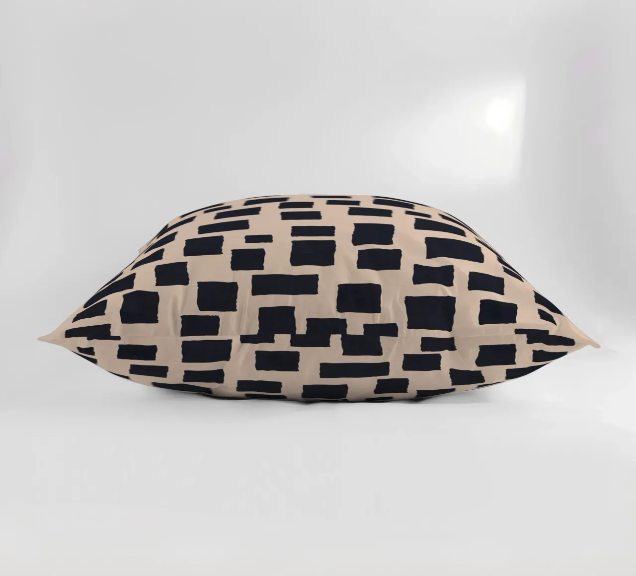 Abstract black and beige square pattern design art decorative cushion by Whole©