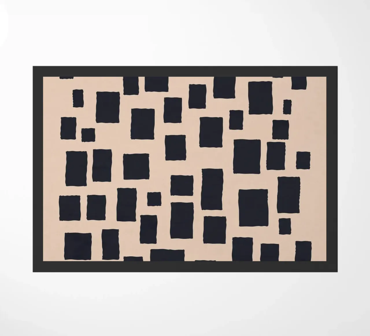 Abstract black and beige square pattern design art doormat by Whole©