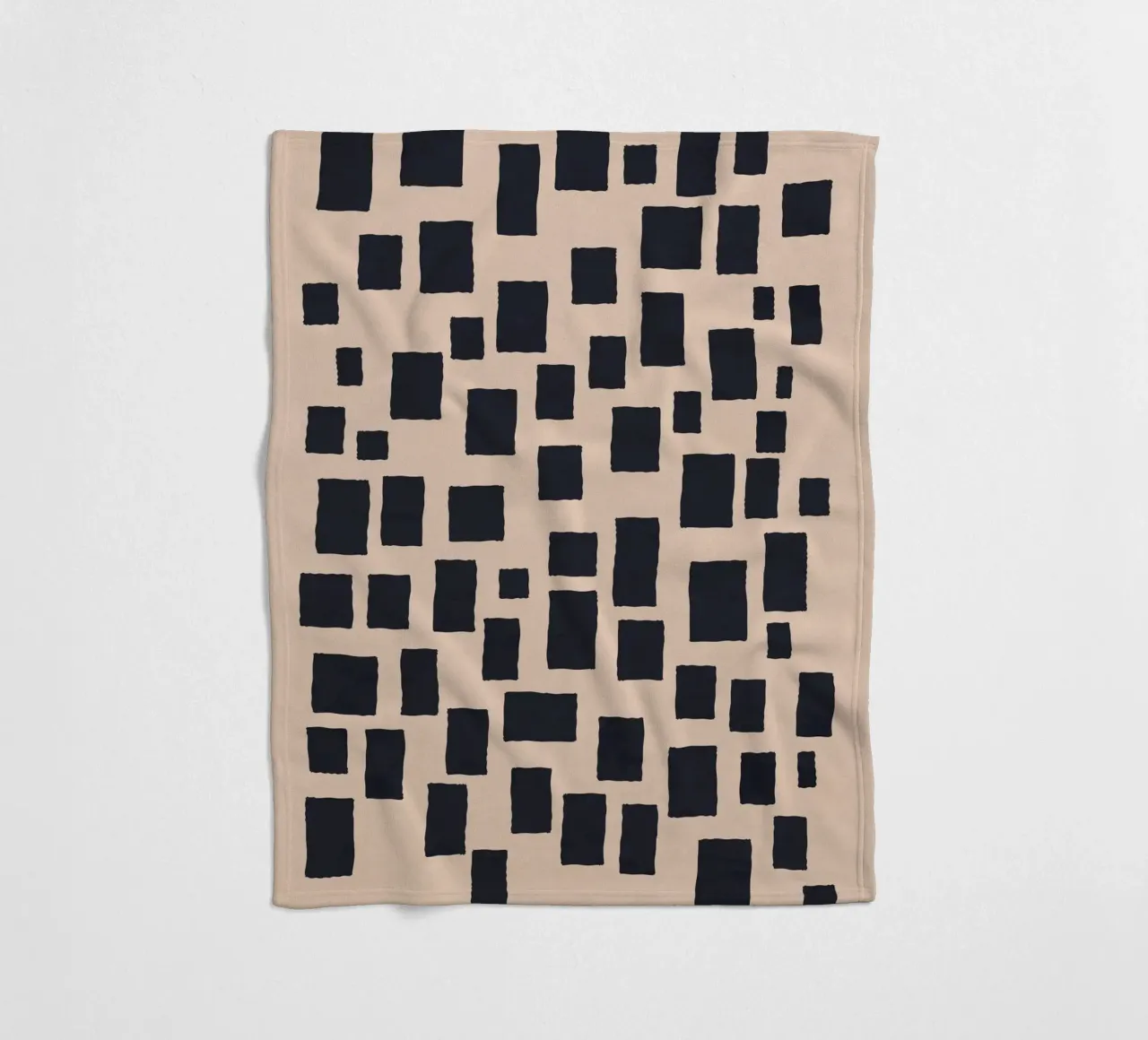 Abstract black and beige square pattern design art fleece blanket by Whole©