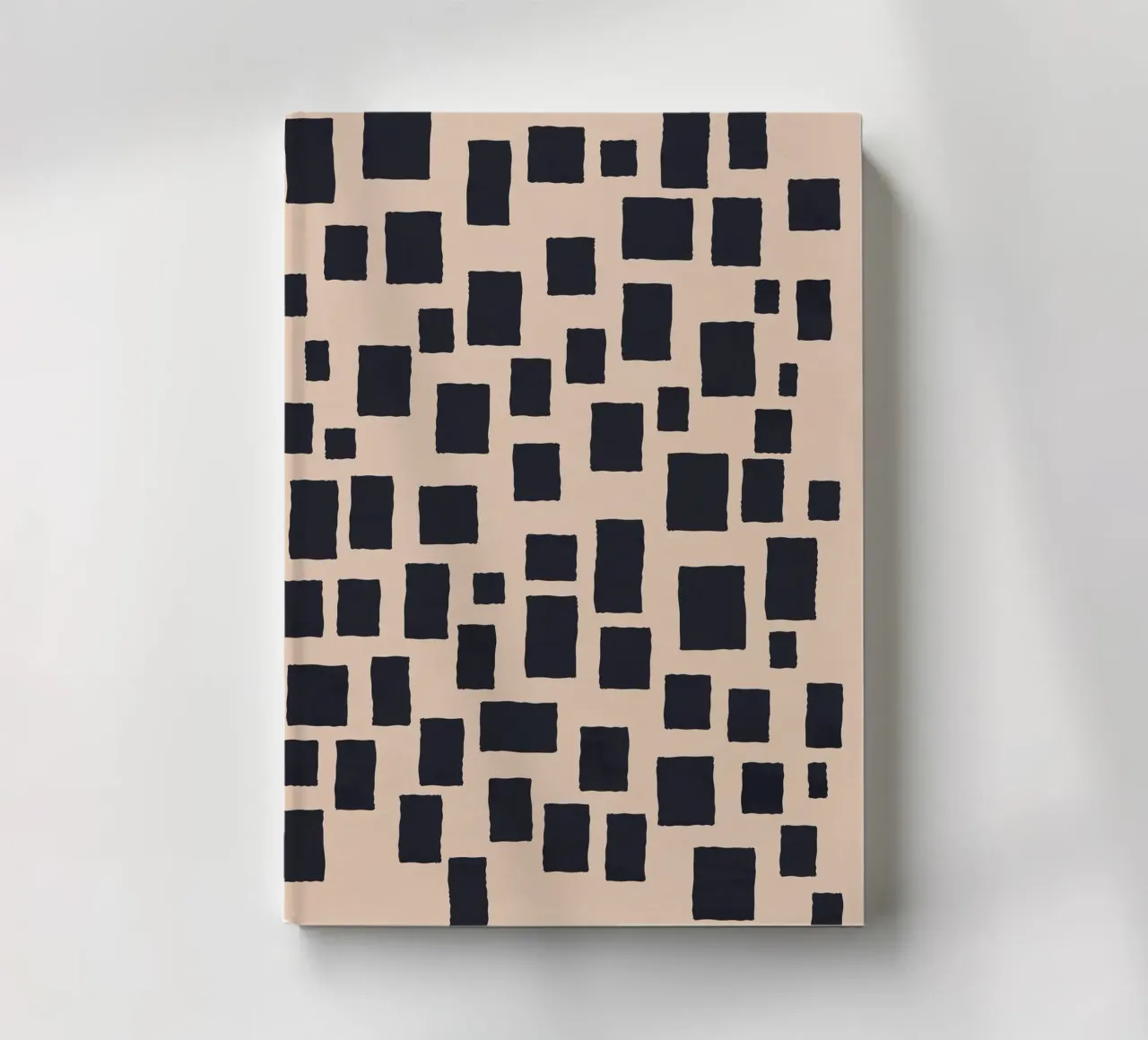 Abstract black and beige square pattern design art notebook by Whole©