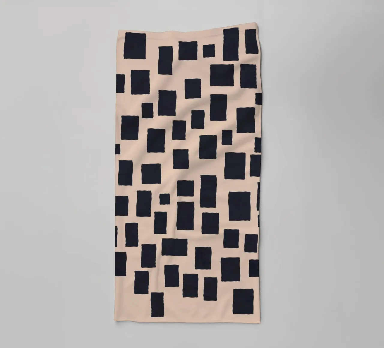 Abstract black and beige square pattern design art towel by Whole©
