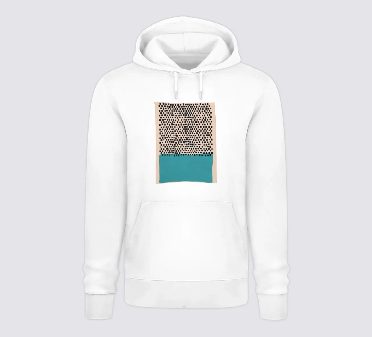 Abstract black and turquoise square pattern design hoodie by Whole©