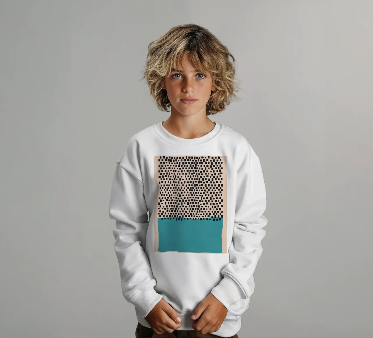 Design abstrait noir et turquoise à motifs carrés sweat enfant de Whole©