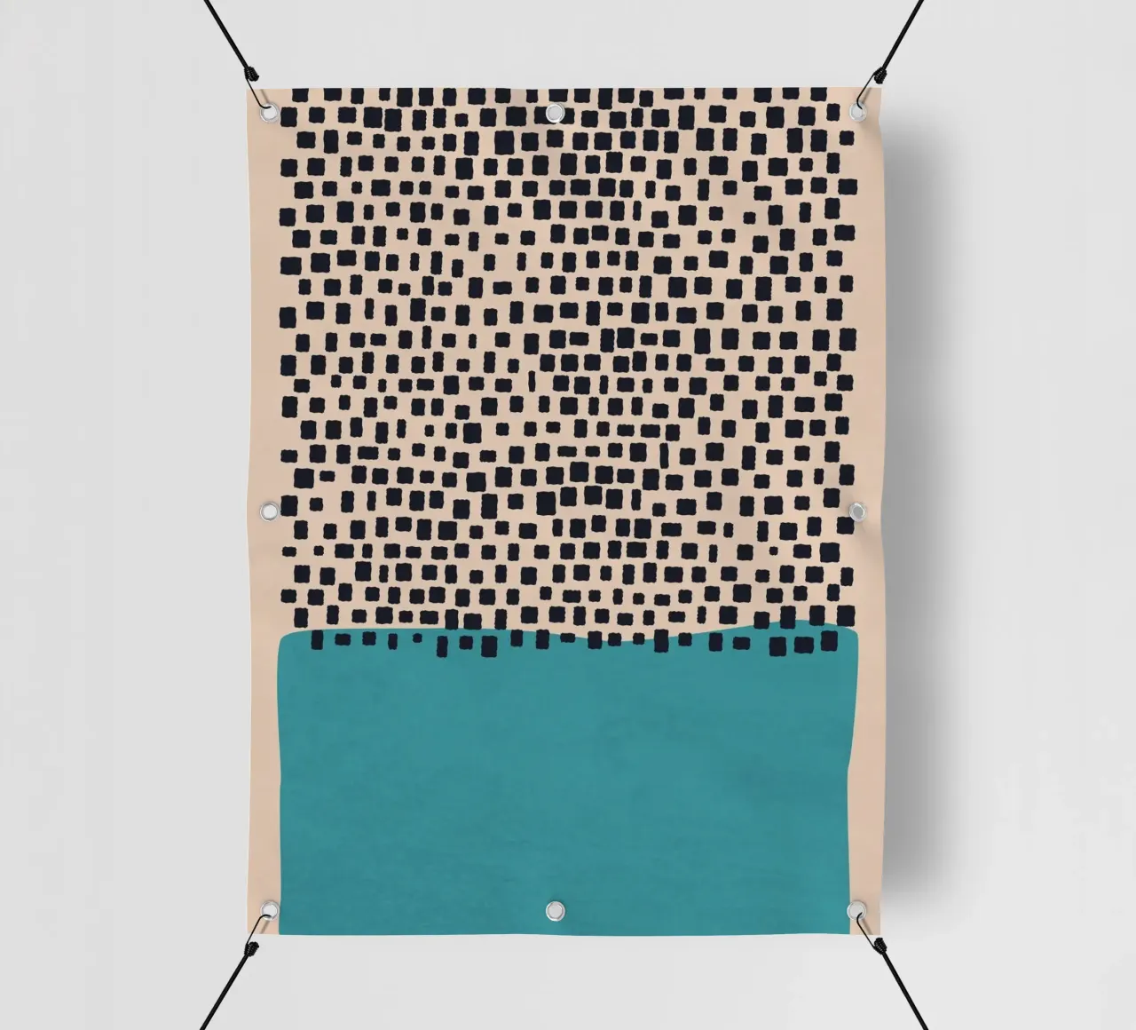 Abstract black and turquoise square pattern design pvc cover by Whole©