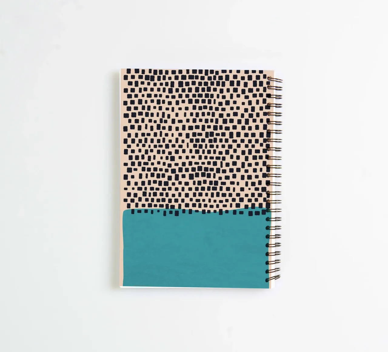 Design abstrait noir et turquoise à motifs carrés carnet à spirale de Whole©