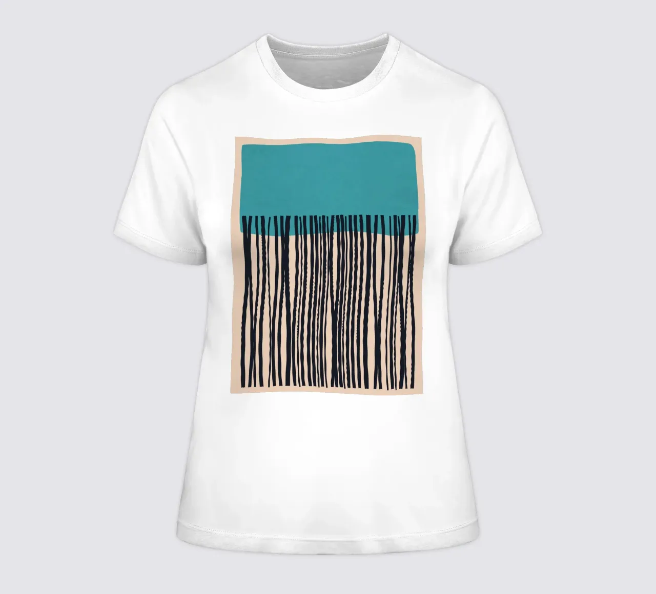 Modern turquoise and black line pattern design women's fitted t-shirt by Whole©