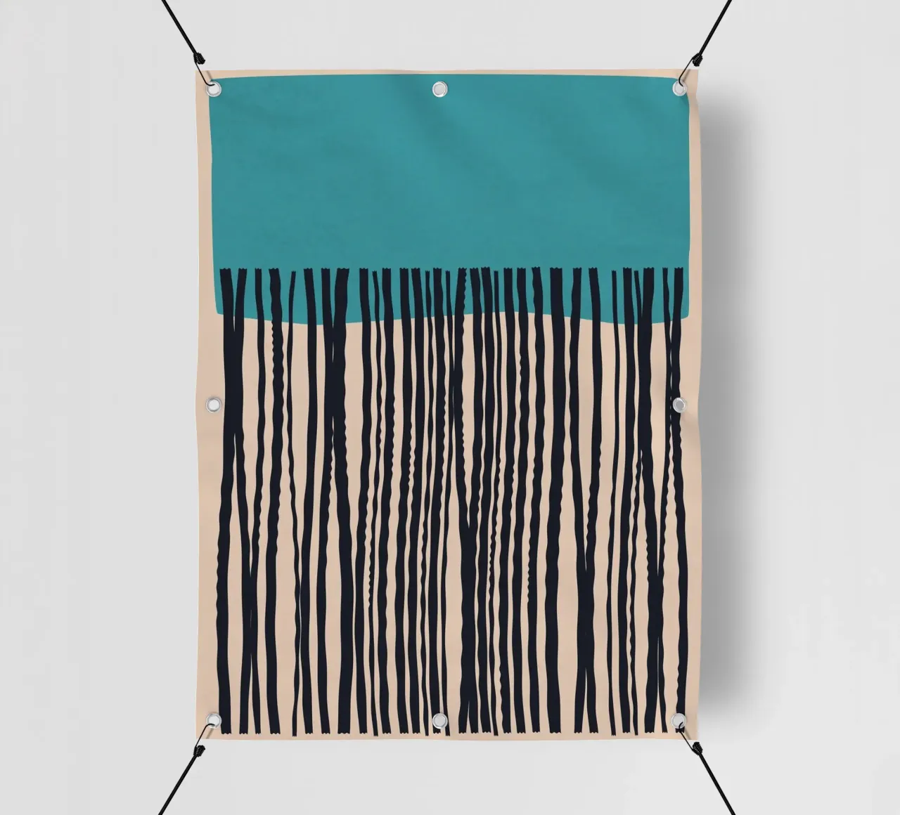 Moderno disegno a linee turchesi e nere telo in pvc da Whole©