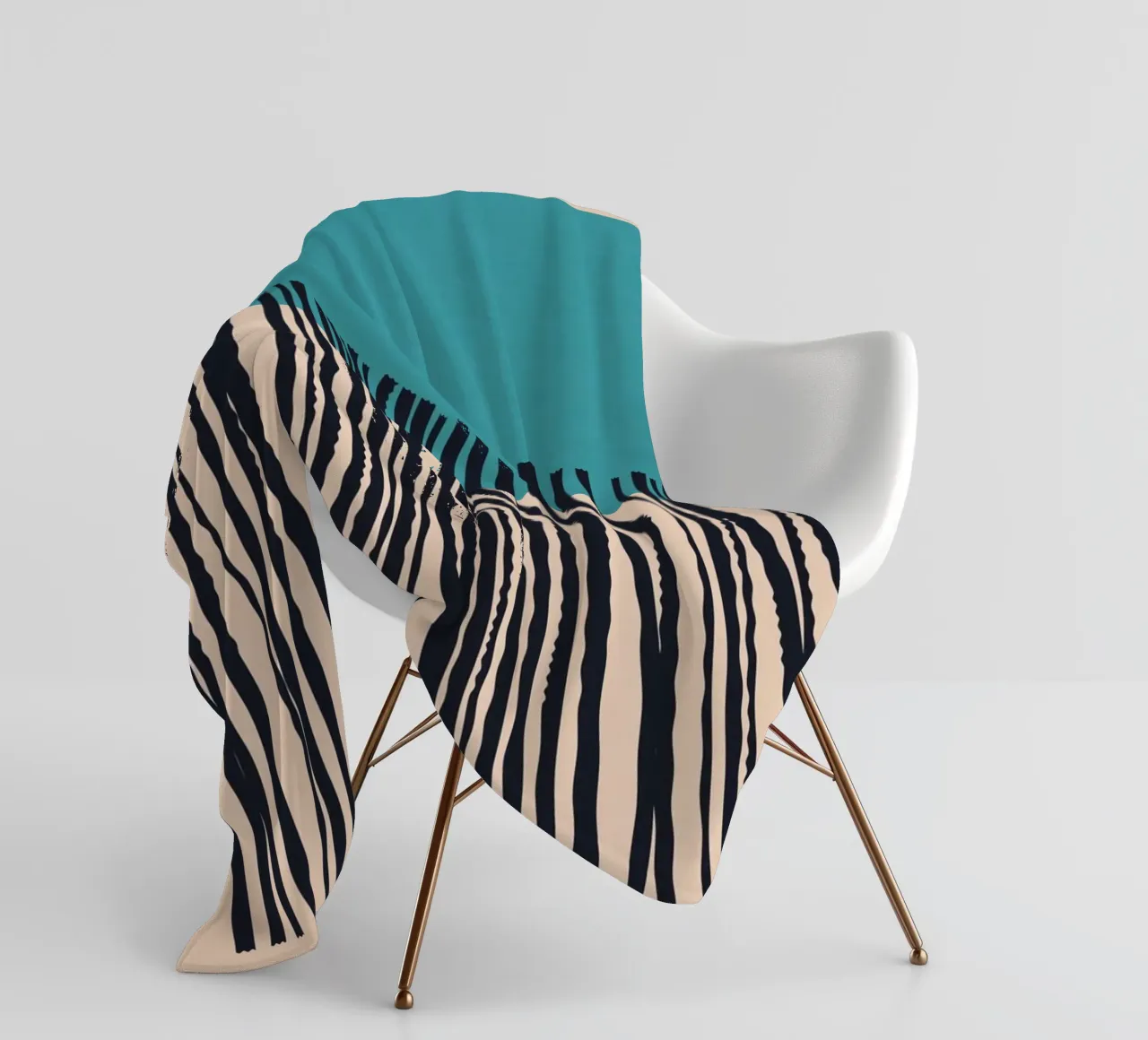 Modern turquoise and black line pattern design fleece blanket by Whole©